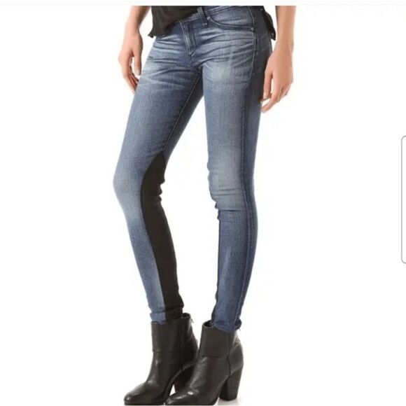 Rag & bone jodhpur Lamb Leather Panel Skinny Jeans Size 24 - Picture 1 of 6